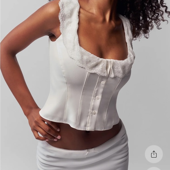 Danielle Guizio White Lace Trim Blouse - Picture 3 of 4